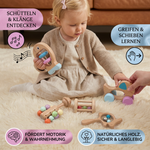 Wooden Toy Gift Set for Babies - Rattle and Musical Toy