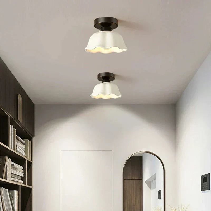 Elegant pendant lamp made of ceramic and glass for modern living