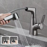 Stylish bathroom faucet with flexible spray hose
