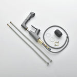 Stylish bathroom faucet with flexible spray hose