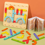 Wooden puzzle toy with Montessori design for creative nail games