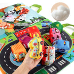 Plush Toy Cars with Road Mat and Carrying Bag – 2in1