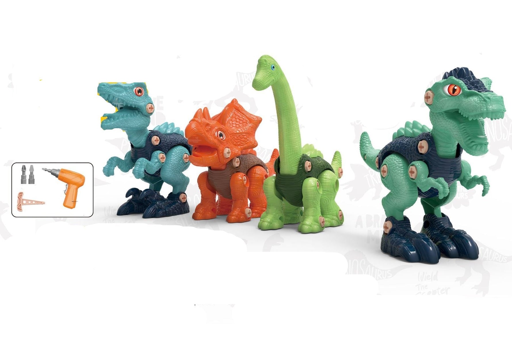 Dinosaur building set with screws and construction