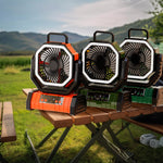Lufterfrischer – Tragbarer Standventilator mit LED für Abenteuer im Freien