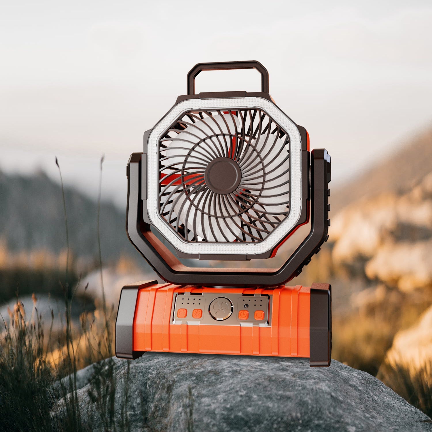 Lufterfrischer – Tragbarer Standventilator mit LED für Abenteuer im Freien