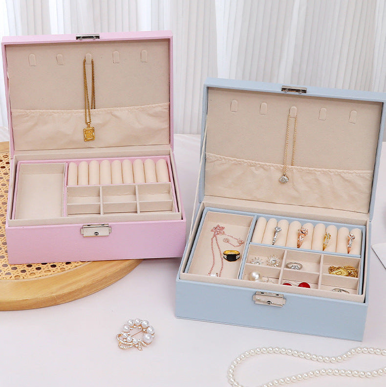 Stylish jewelry box with two spacious compartments