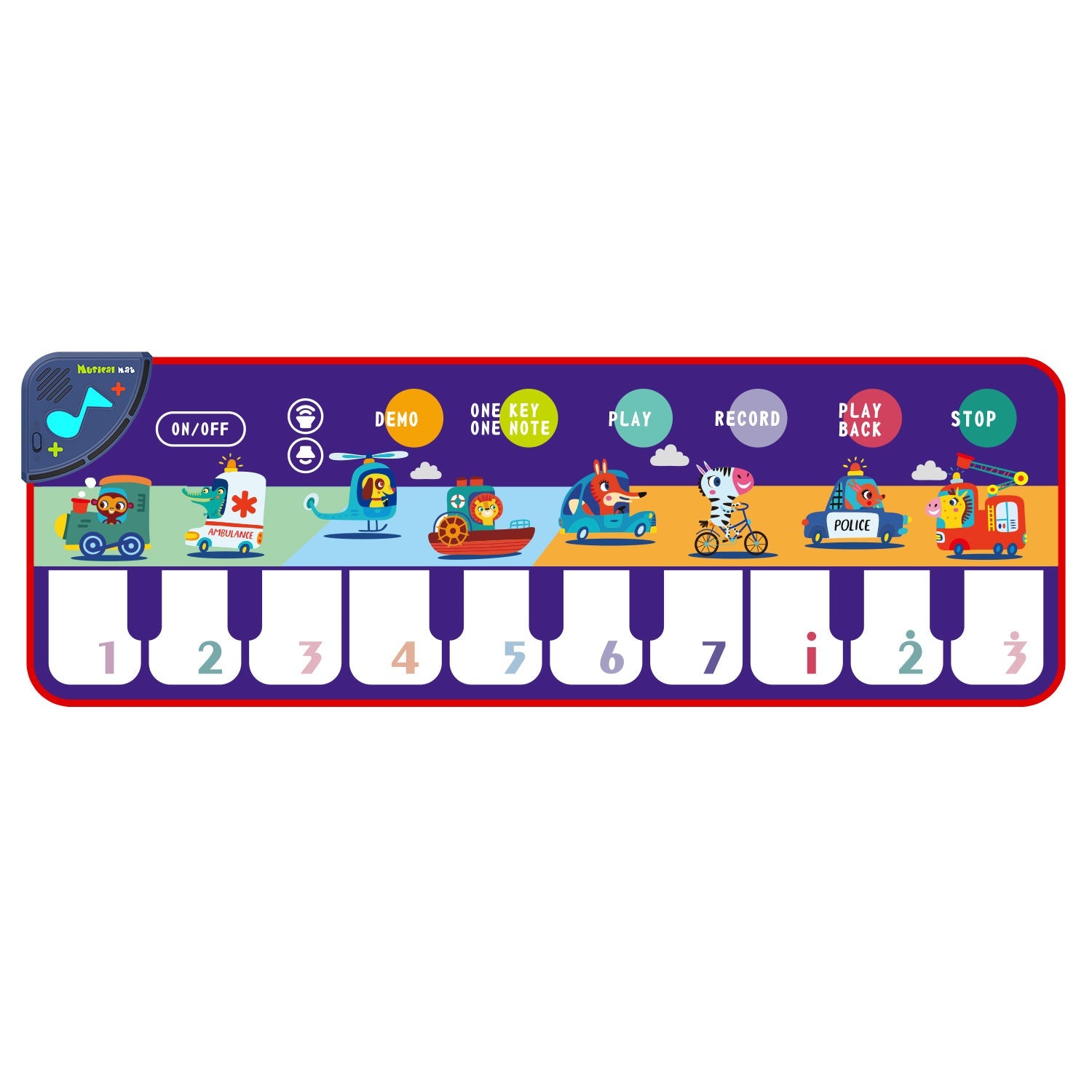 Playmat with musical piano design