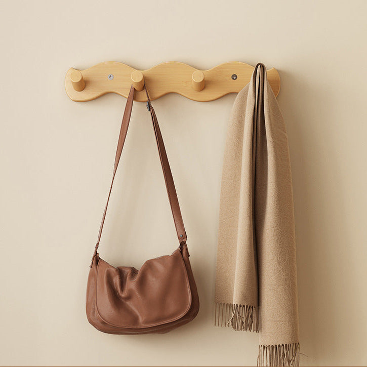 Elegant natural wood wall coat rack for your hallway