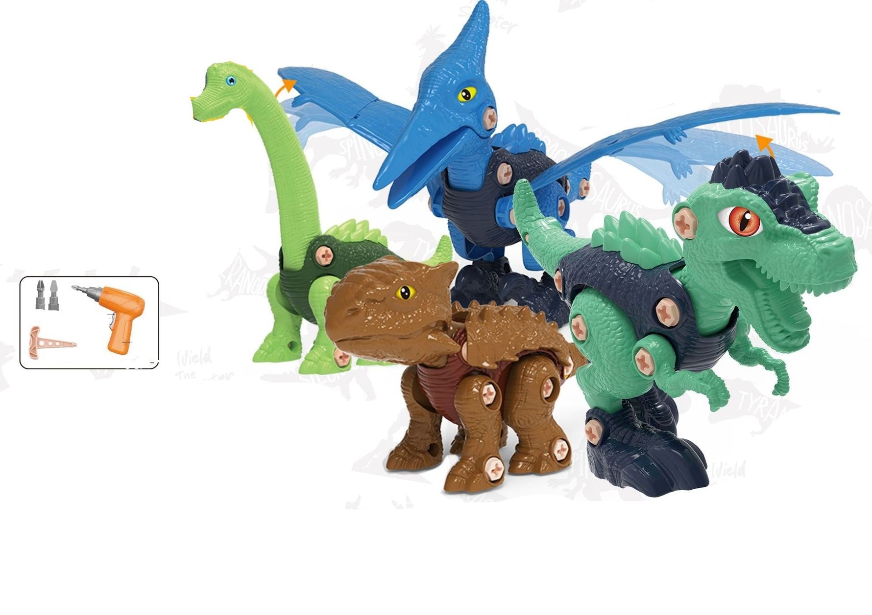 Dinosaur building set with screws and construction