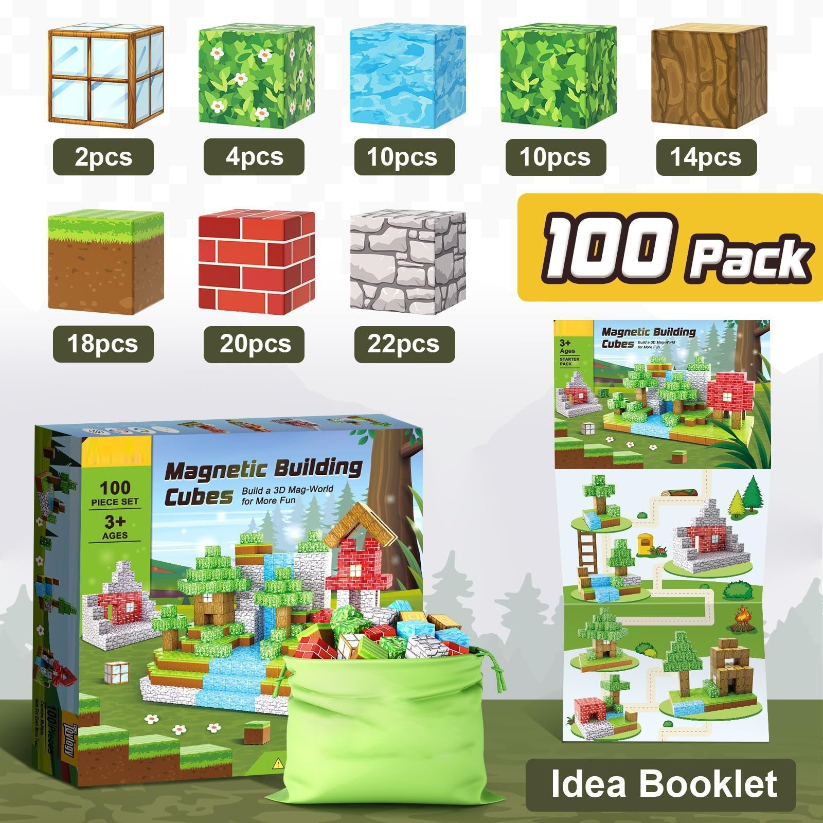 Magnetic building blocks for creative play worlds