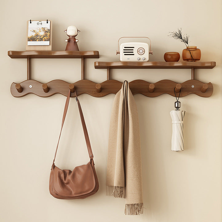 Elegant natural wood wall coat rack for your hallway