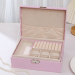 Stylish jewelry box with two spacious compartments