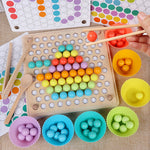 Wooden ball sorting game inspired by Montessori for color recognition and numbers