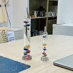 Elegant Galileo thermometer with 11 floating glass balls