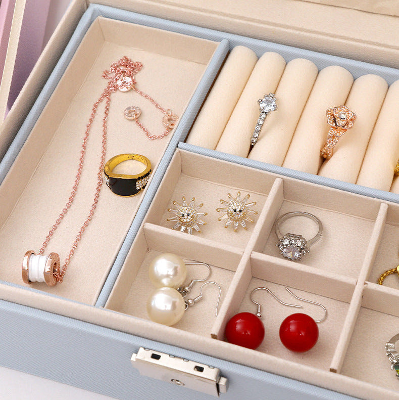 Stylish jewelry box with two spacious compartments