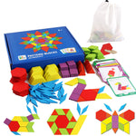 Wooden Montessori Puzzle - Geometric Shapes for Children, 155 Pieces