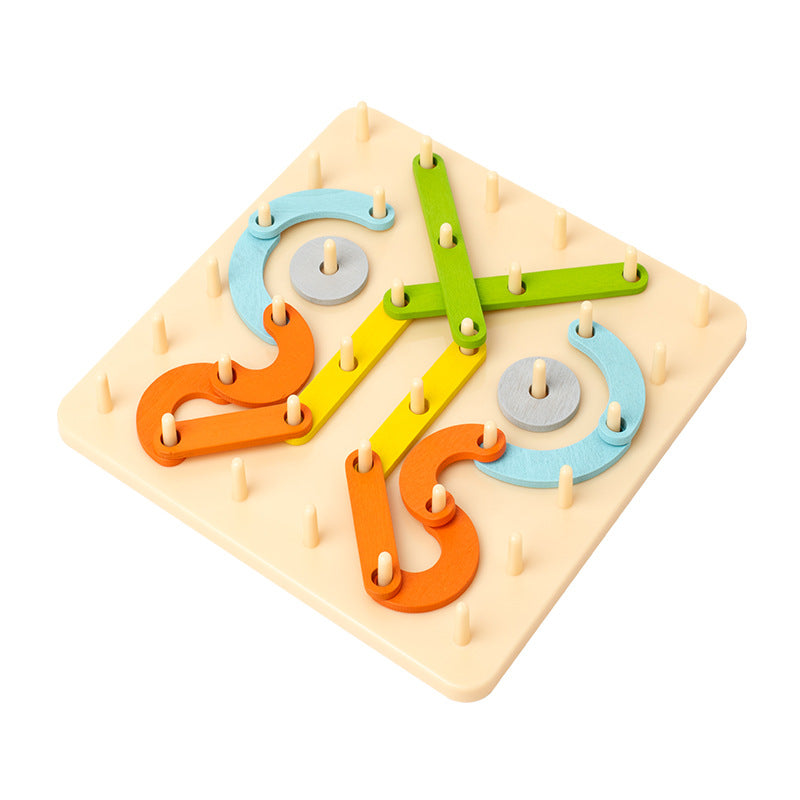 Wooden puzzle toy with Montessori design for creative nail games