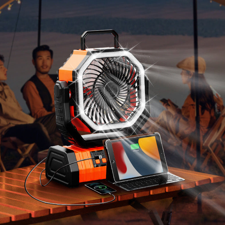 Lufterfrischer – Tragbarer Standventilator mit LED für Abenteuer im Freien