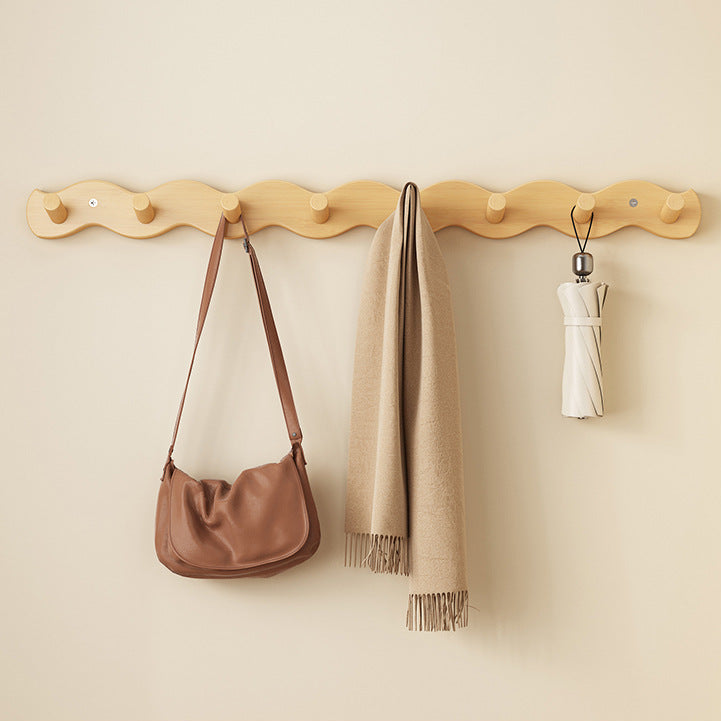 Elegant natural wood wall coat rack for your hallway