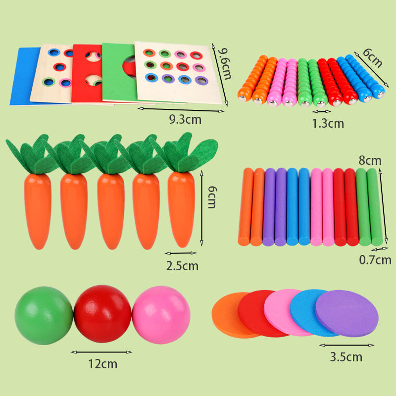 Montessori Learning Toy Wooden Cube with 6-in-1 Shapes and Figures