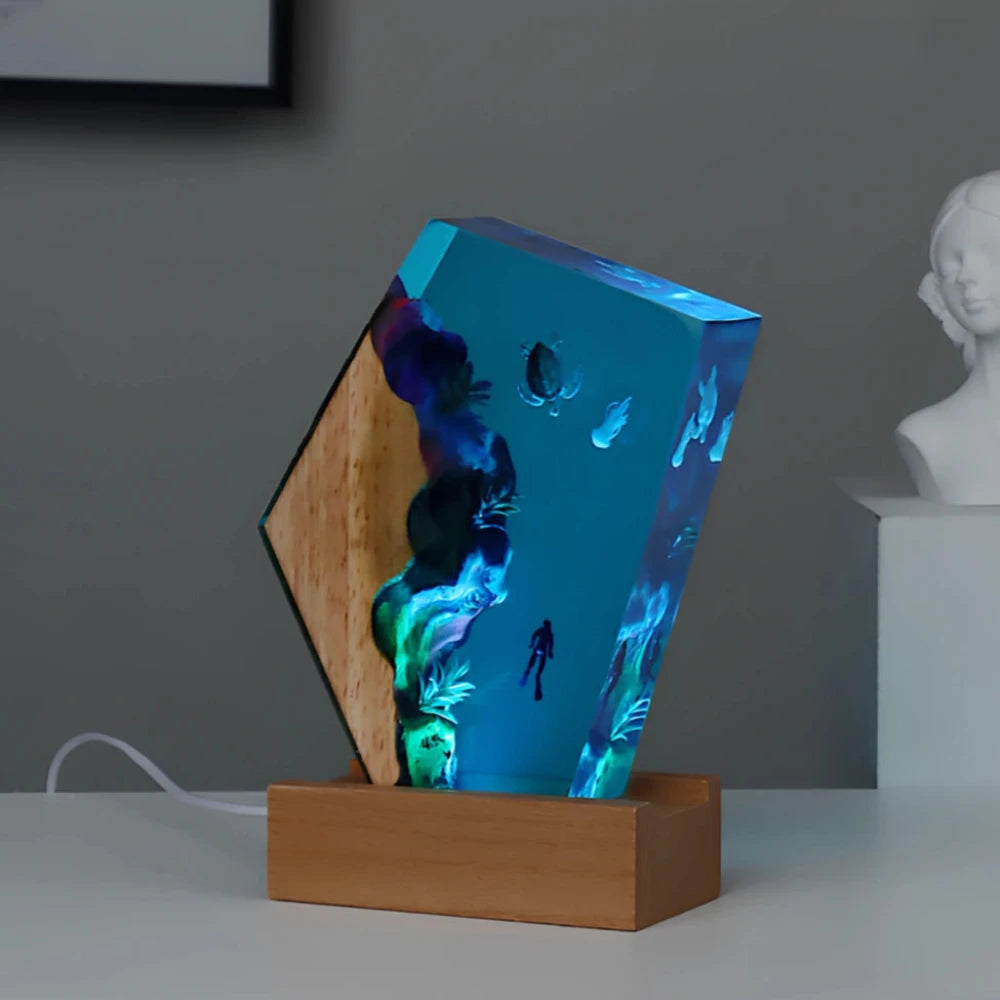 Ozean-inspirierte Nachtlampe mit 3D-Effekt – Farbwechselnde Resinklärung für Entspannung