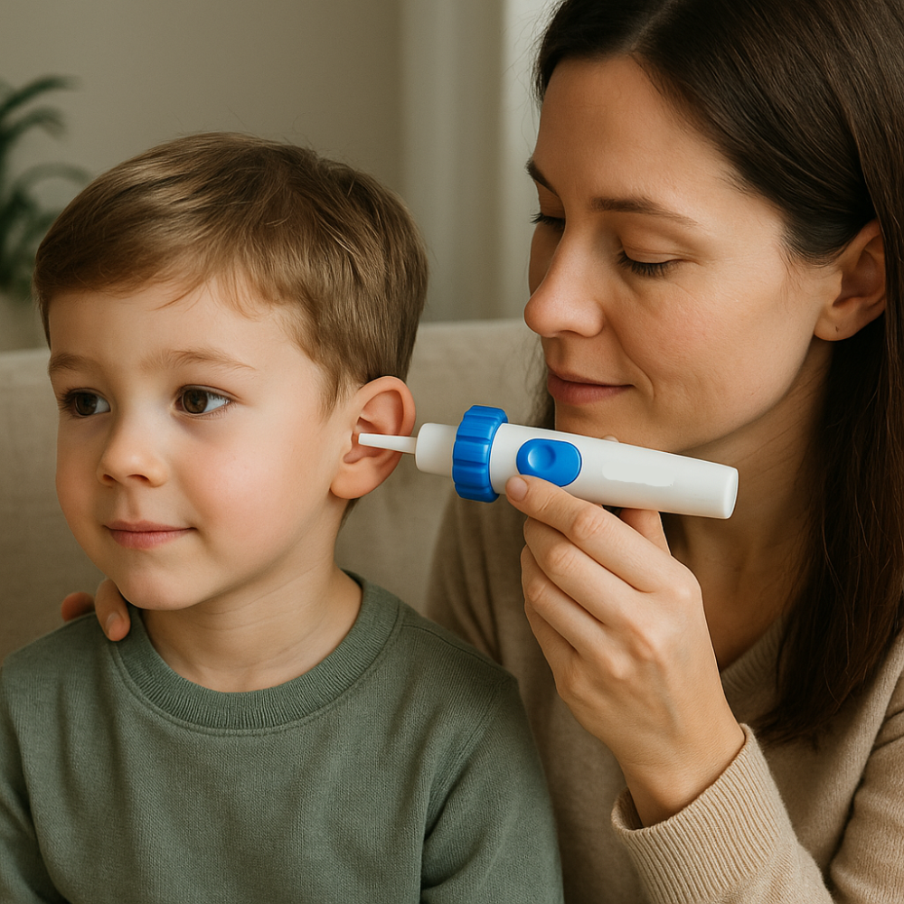 Silicone ear care device with suction and vibration function
