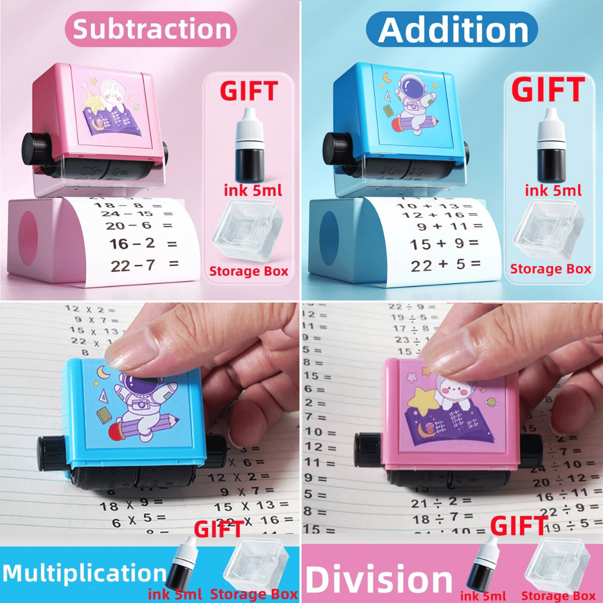 Learning stamps for children to promote mathematical skills