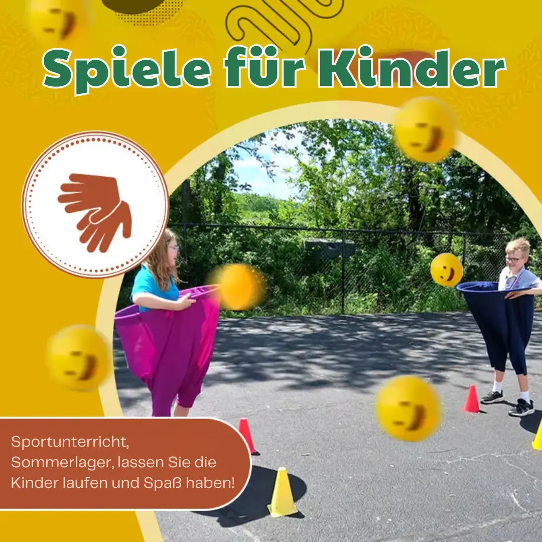 Fun outdoor game set with giant trousers and ball game