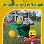 Fun outdoor game set with giant trousers and ball game