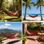 Comfortable Hammock for Outdoor Activities | Breathable Cotton Fabric | With Ropes and Carry Bag