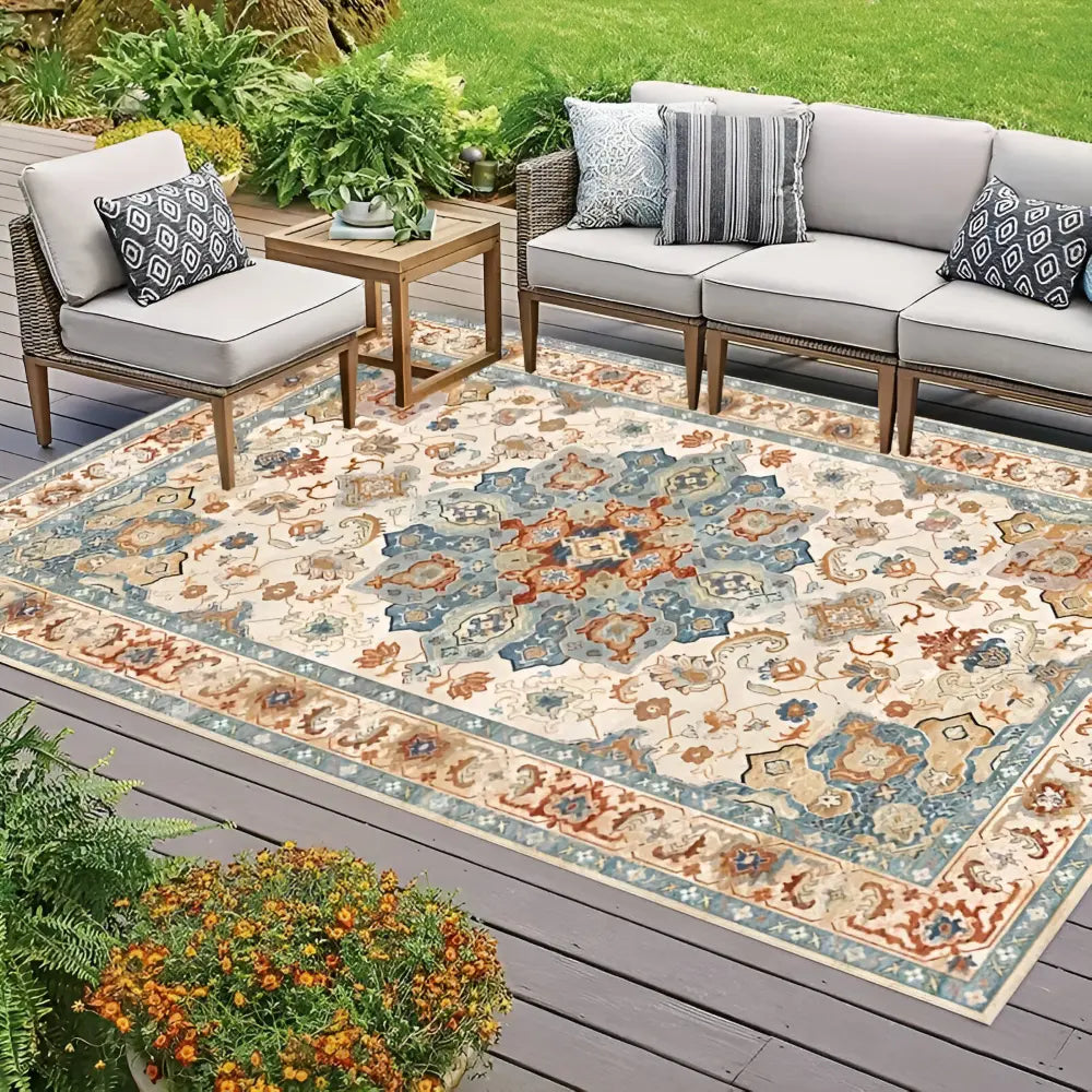 Non-slip Outdoor Rug | Easy-Care PVC Backing | Scandinavian Design