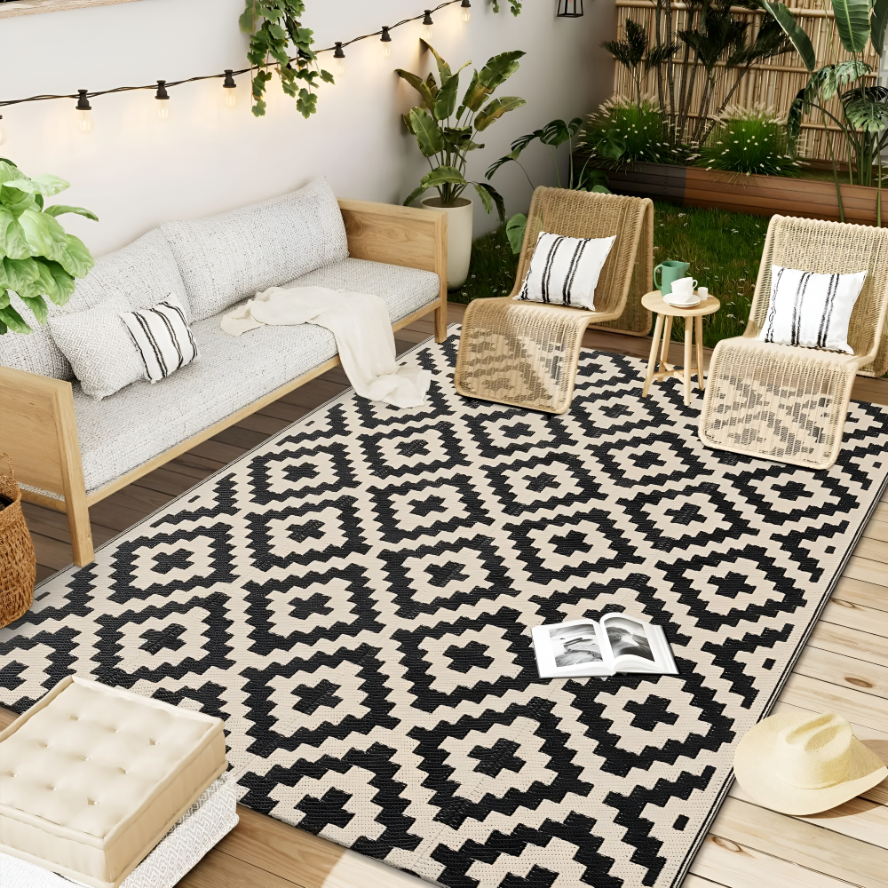 Reversible Outdoor Rug for Patio and Camping – Non-Slip and UV Resistant