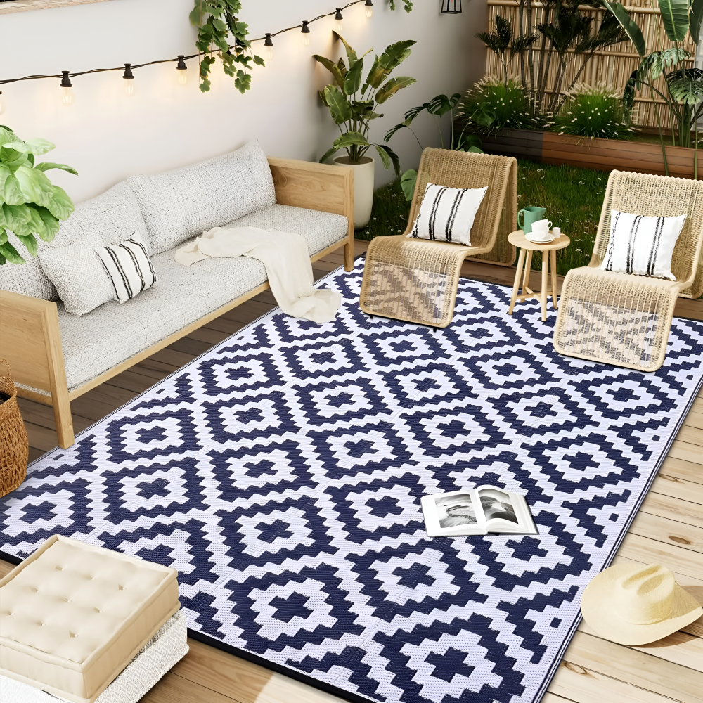 Reversible Outdoor Rug for Patio and Camping – Non-Slip and UV Resistant