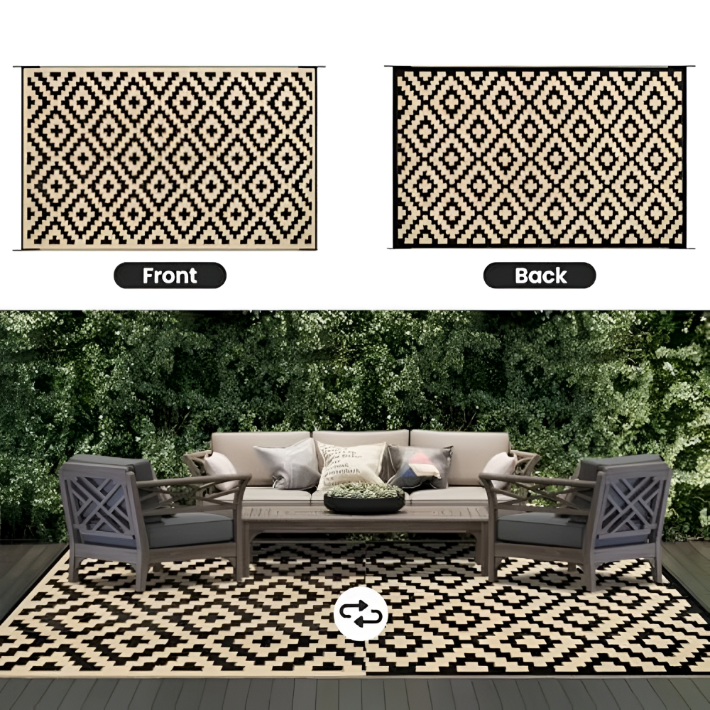 Reversible Outdoor Rug for Patio and Camping – Non-Slip and UV Resistant