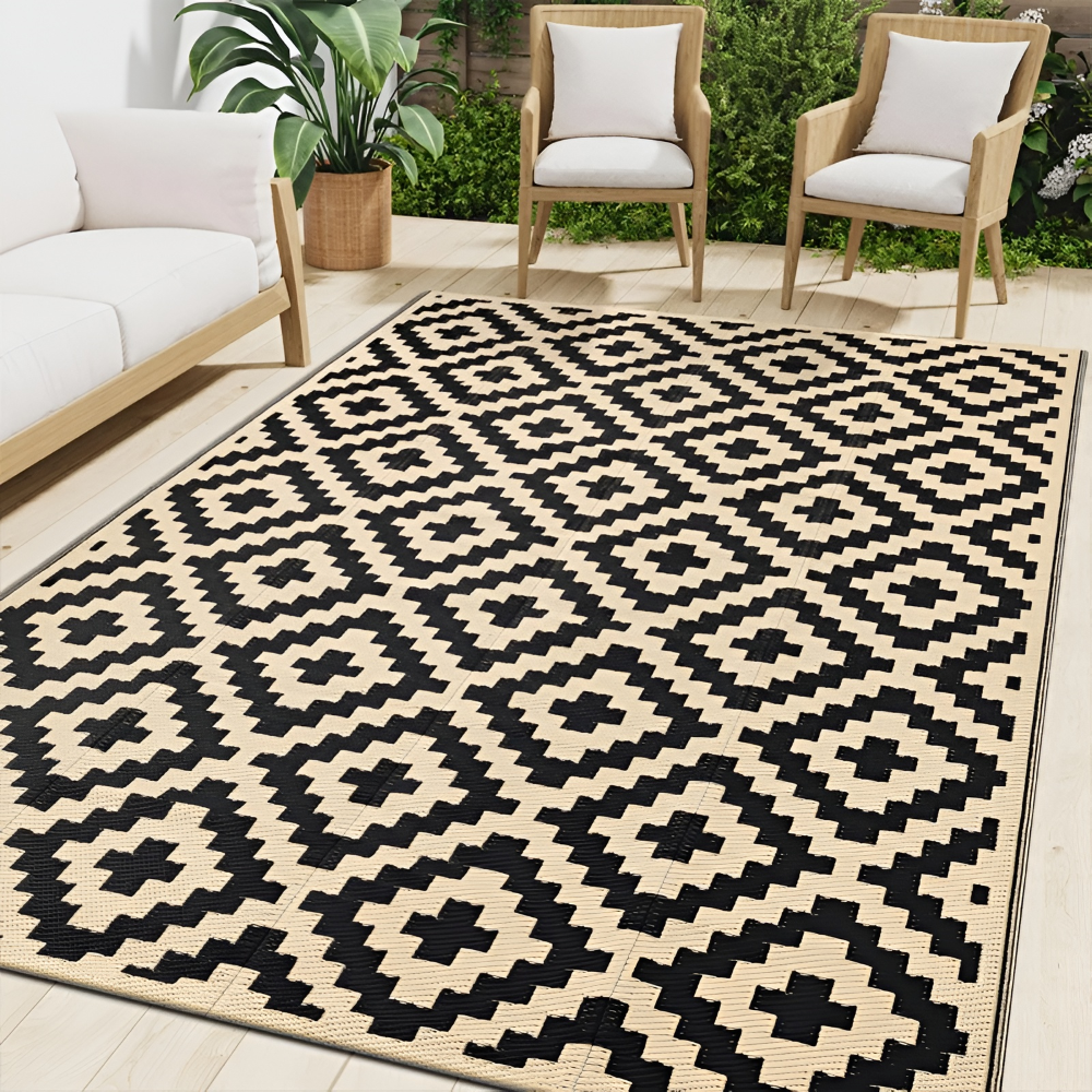 Reversible Outdoor Rug for Patio and Camping – Non-Slip and UV Resistant