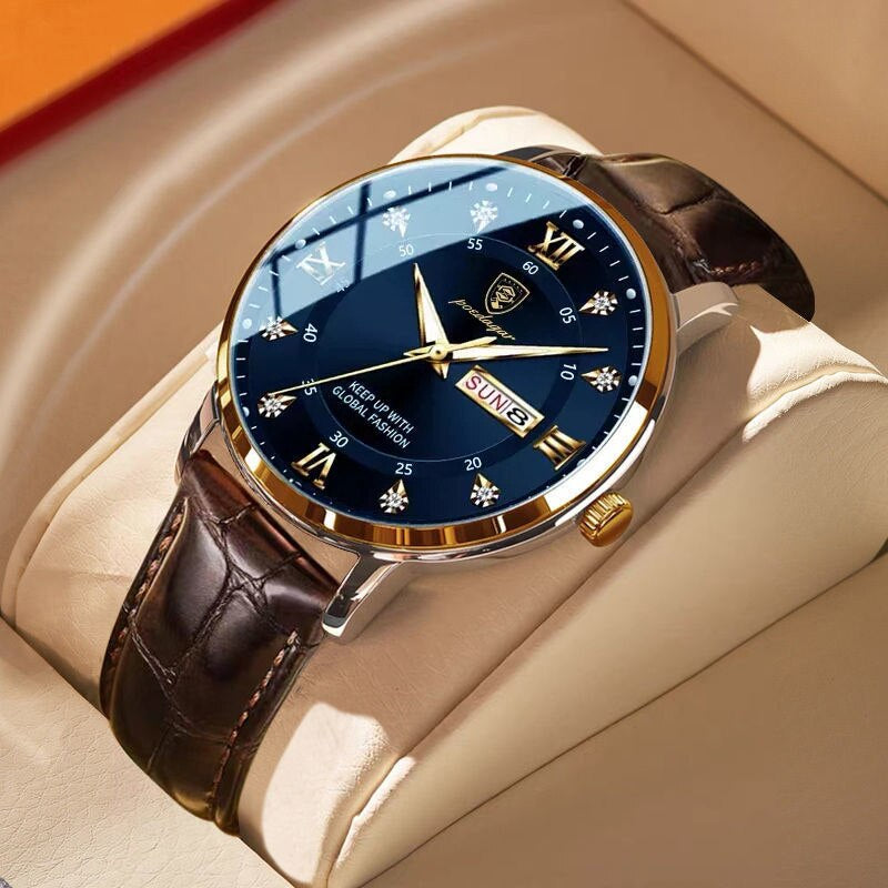 Elegant men's wristwatch with water resistance and luminous display