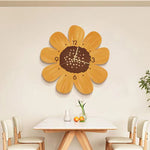 Spruce wood wall clock with hand-painted floral motif – 40cm