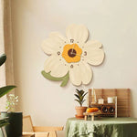 Spruce wood wall clock with hand-painted floral motif – 40cm