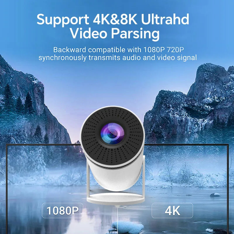 Portable Mini Projector with Android 12 and 130-inch Projection