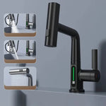 Elegant Kitchen Faucet with Pull-Out Spray Head and Temperature Display