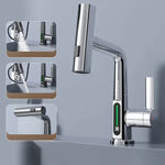 Elegant Kitchen Faucet with Pull-Out Spray Head and Temperature Display