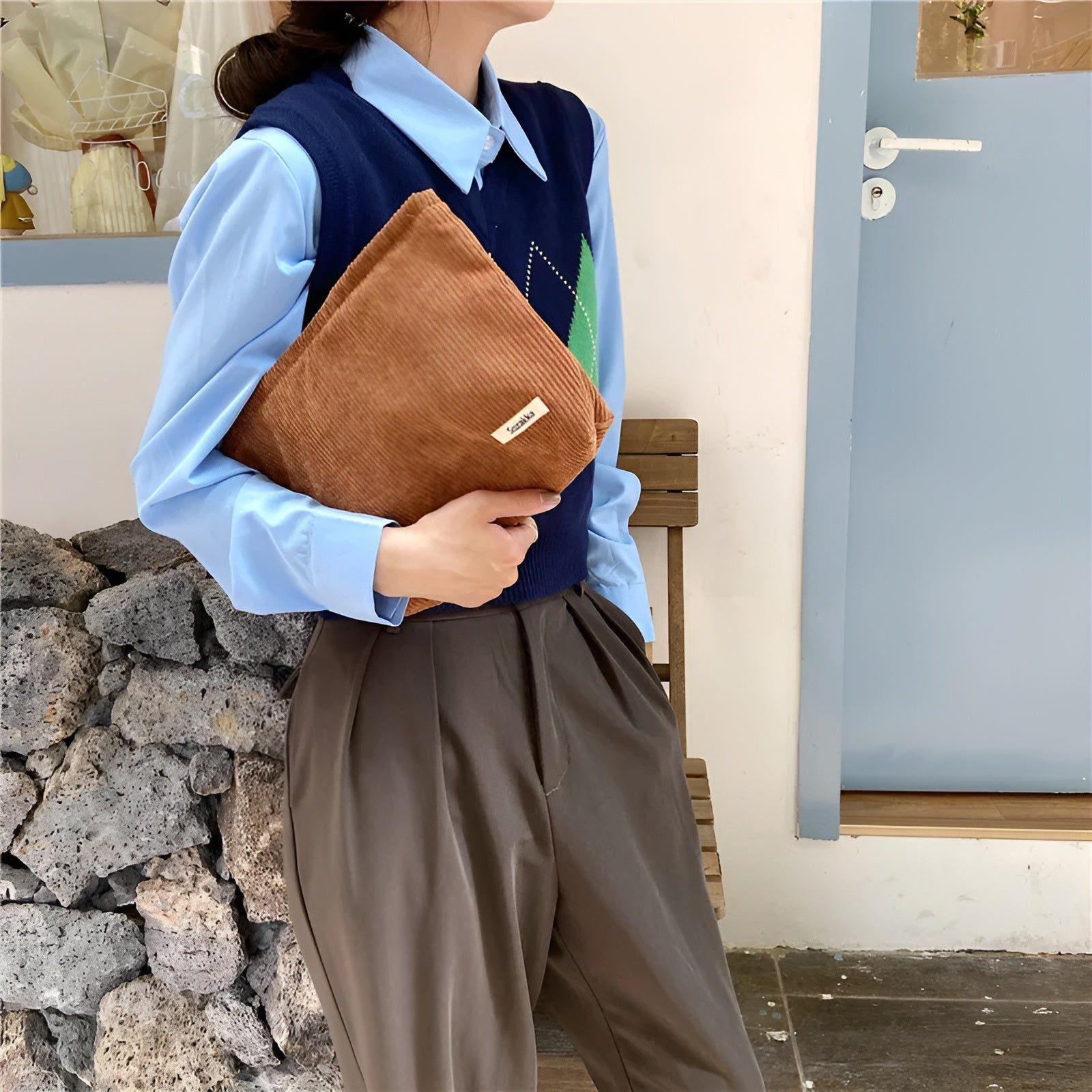 Geräumige Cord-Tasche für Kosmetik – Organizer Bag