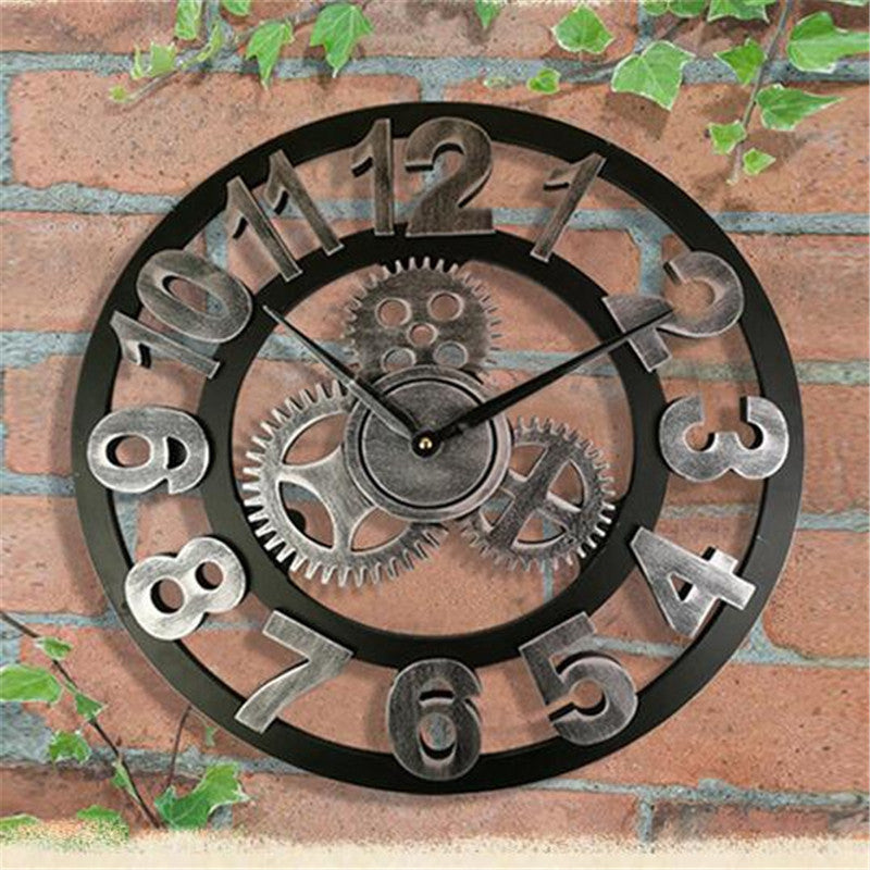 Vintage Wall Clock with Gears – Stylish Design for Your Home