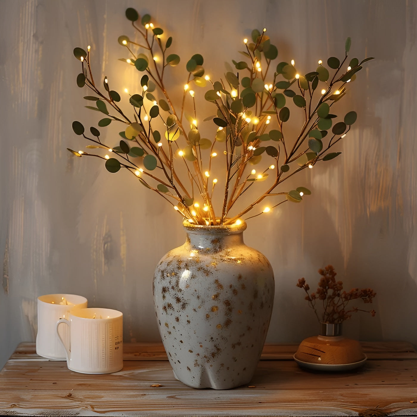 LED Lamp made from Natural Olive Branch – EverLeaf Light for Atmospheric Illumination