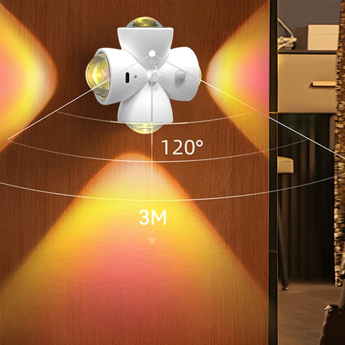 Magnetische RGB Wandleuchte mit Kreuz-Design und 4 LED-Spots