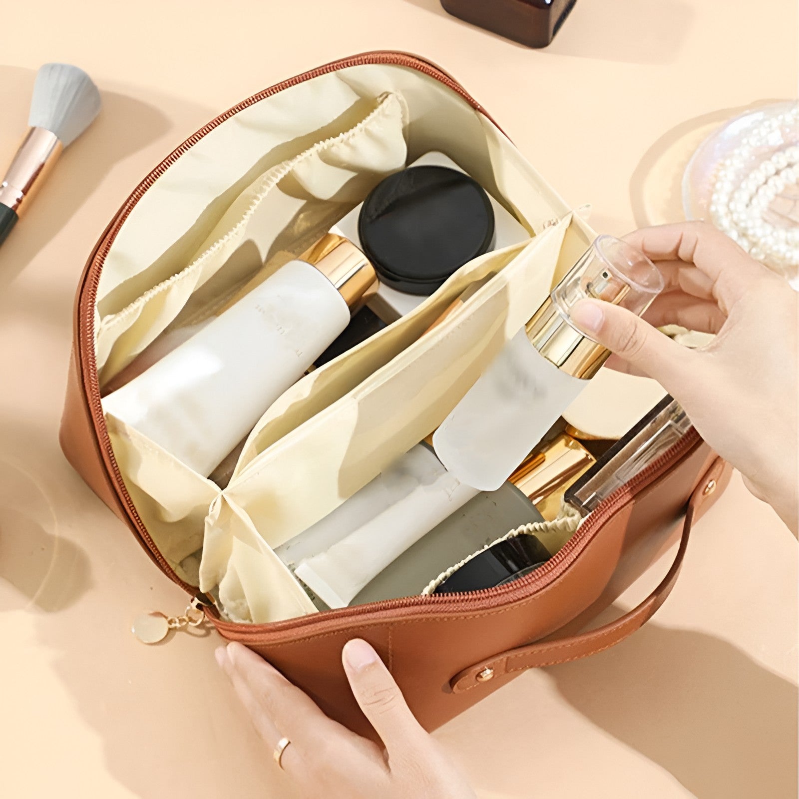 Elegante Kosmetiktasche mit großem Stauraum für Reisen