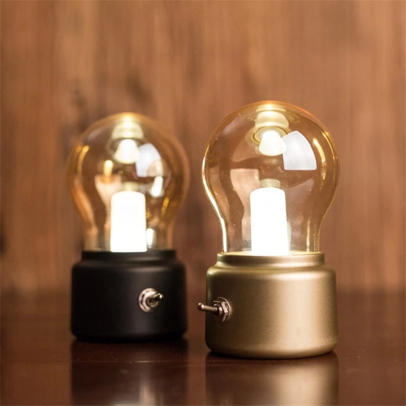 Kompakte LED Tischlampe mit USB-Ladefunktion – Vintage Stil