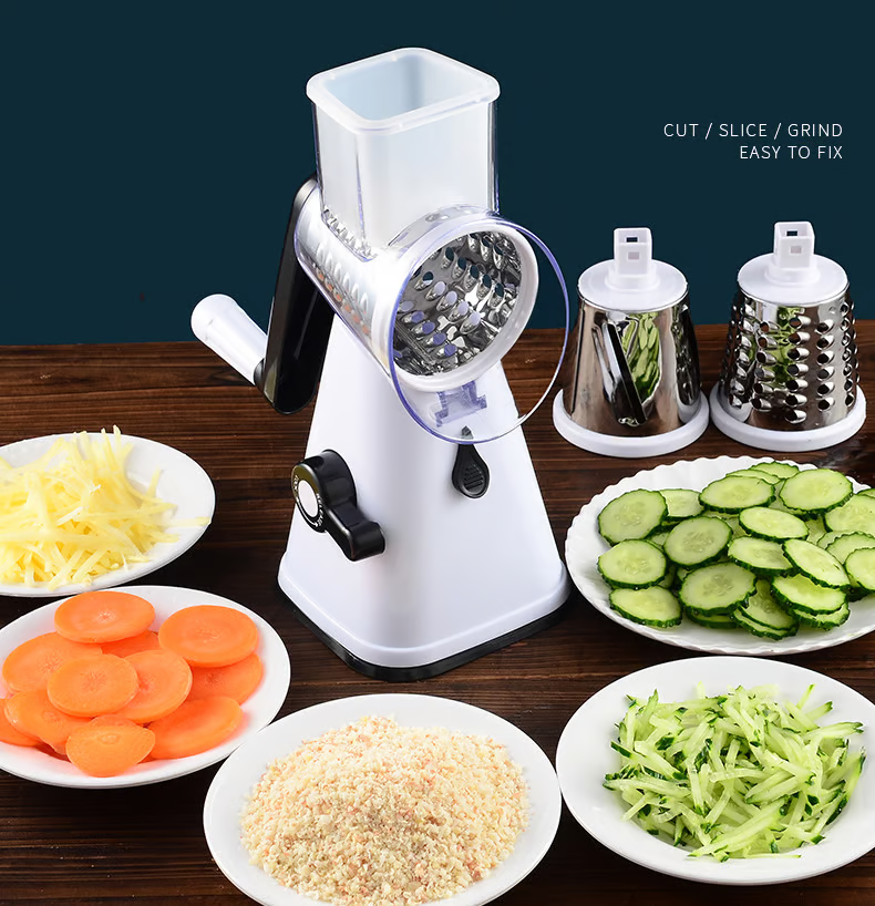 Quick grater for vegetables | Practical rotary mechanism | Non-slip suction cup base