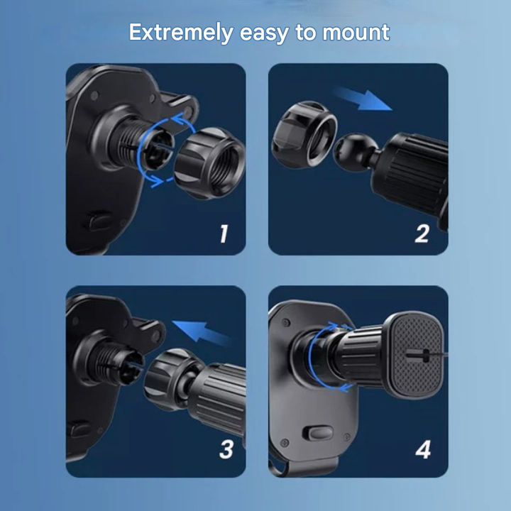 Secure Car Phone Holder - 360° Rotatable Vent Mount with Hook Lock
