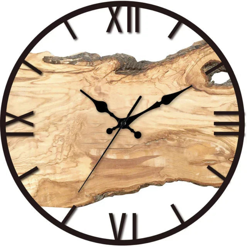 Elegante Wanduhr mit Holzoptik und Metallrahmen – Zeitloses Design für Ihr Zuhause